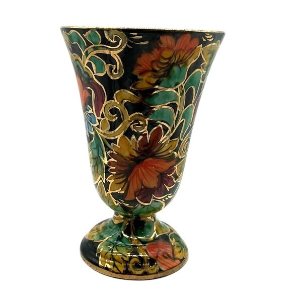 Vtg H. Bequet Quaregnon Belgium Hand-Painted Floral Vase With Gold Accents 7" - Picture 3 of 5